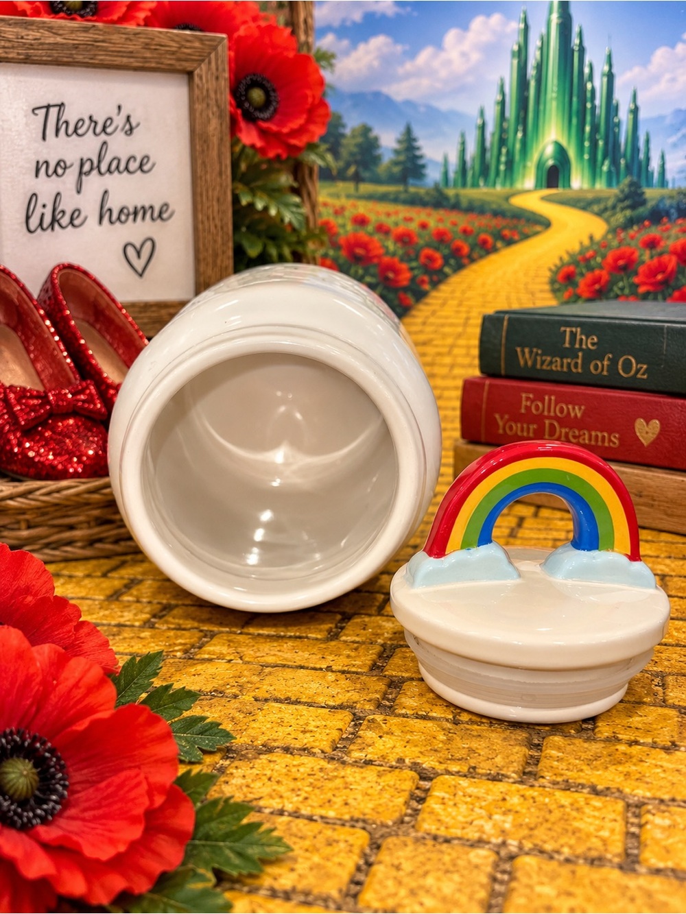 Rae Dunn Over the Rainbow Ceramic Canister with Rainbow Lid NWOT - Picture 6 of 6